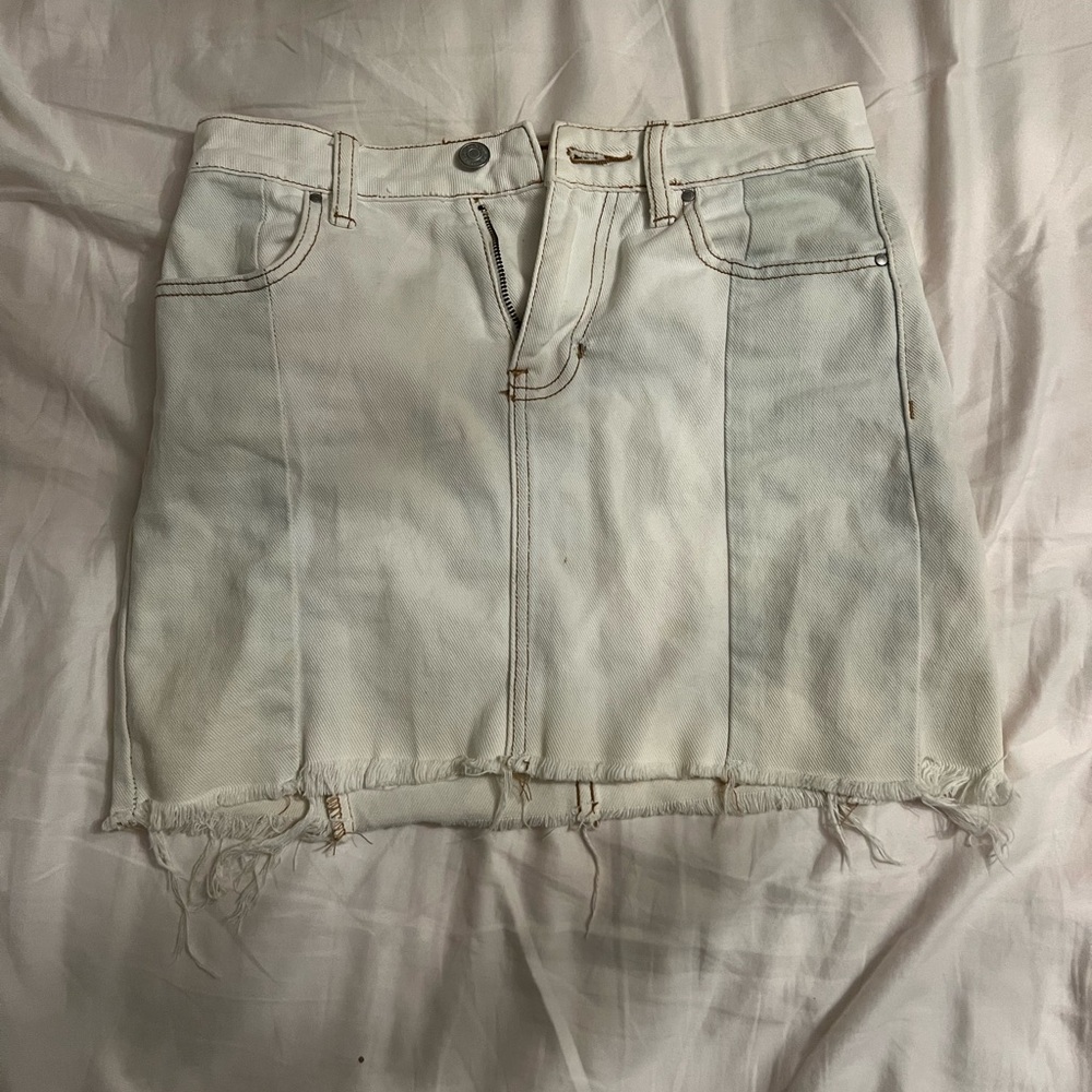 White and grey pacsun denim skirt